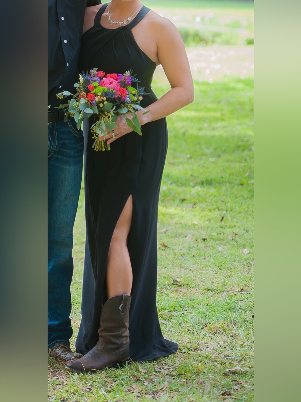 Vera Wang Black Sleeveless Twisted Halter Maxi Dress